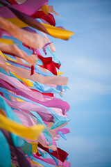 Colorful ribbons blown by the wind