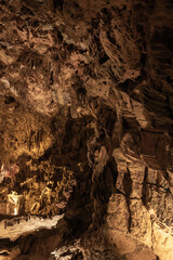 Cave interior. Natural vertical photo taken inside of Damlatas Cave
