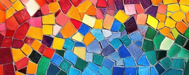 Illustrate a colorful mosaic, with each tile representing a different asset class in a mutual fund, symbolizing the beauty of a diversified portfolio