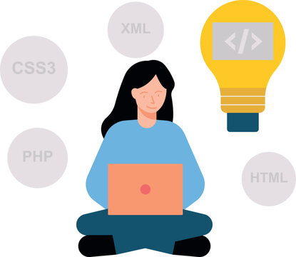 Girl coding websites.