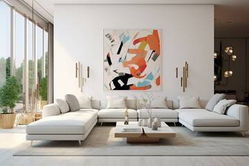 Ultra modern living room designed to be a virtual gallery for your personal art