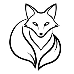 Fox Logo Vector line Art