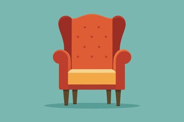 A beautiful furniture chair wingback vector art illustration