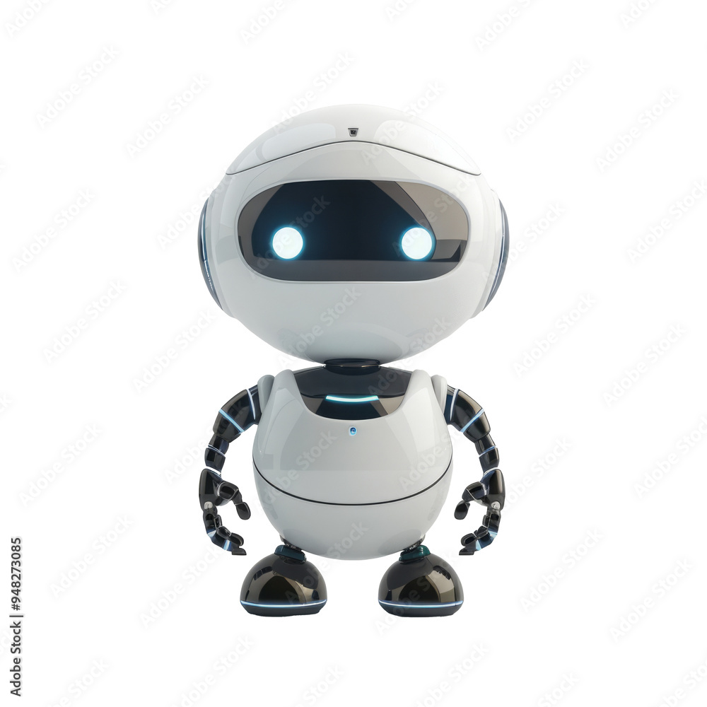 Poster cute robot isolated on white background. friendly assistant with artificial intelligence