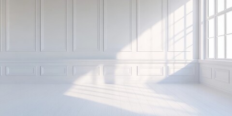 This tranquil room has elegant white walls with exquisite moulding and abundant natural light, creating a soothing ambiance ideal for relaxation and deep reflection, making it a perfect retreat