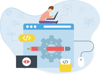The boy is working on his laptop.