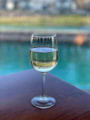 A glass of white wine. 