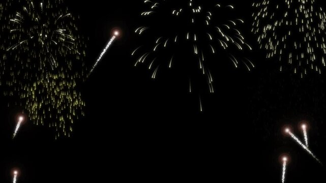 firework or firecracker animation with yellow gold color and flare trail tail effect