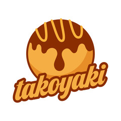 Delicious takoyaki logo vector Japanese specialty food