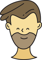 Beard Man Character Head Icon