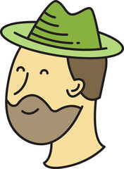 Beard Man Character Head Icon