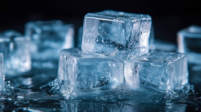 Cubitos de Hielo en la mesa o mostrador