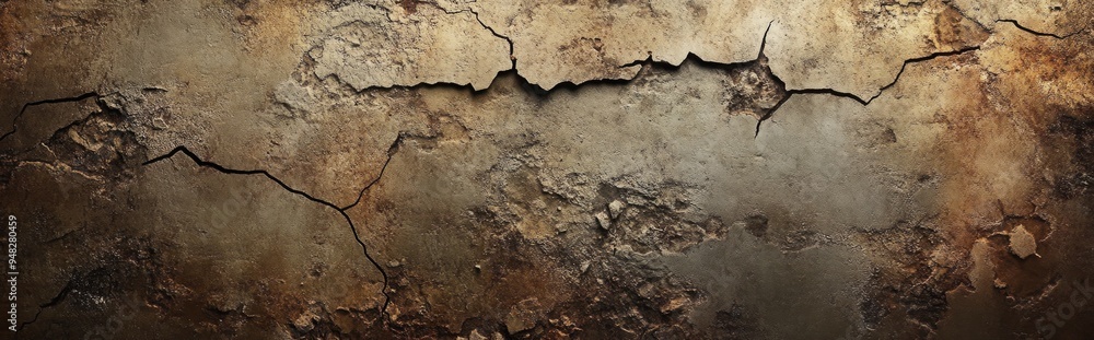 Aufkleber 3d rendering of an old grunge wall background featuring an abstract design with cracks spots and sta