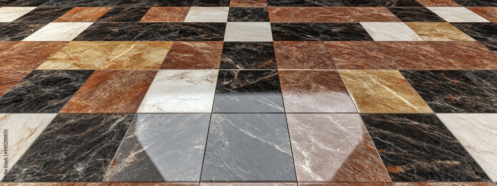 Poster 3d rendering of a granite and marble floor featuring random abstract natural motifs suitable for use