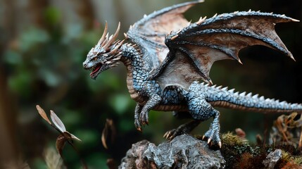 Detailed HO Scale Model of Dragon with Spread Wings - Fantasy Miniature for Collectors and Hobbyists