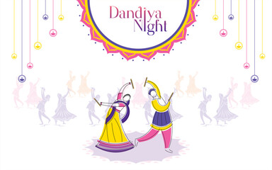 Dandiya and Garba Night poster for Navratri Dussehra festival of India.