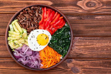 Bibimbap traditional korean food . Asian cooking photography
