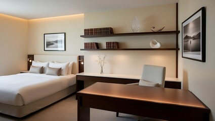 Hotel room with modern furnishings