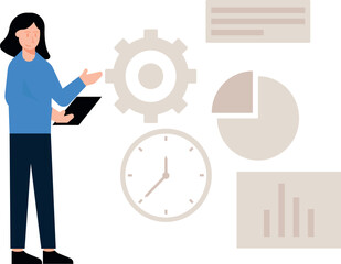 The girl is working on a time management chart.