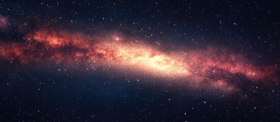 Close up view of the Milky Way galaxy featuring stars and space dust in the universe 3D cartoon rendering captured with a long exposure exhibiting grain