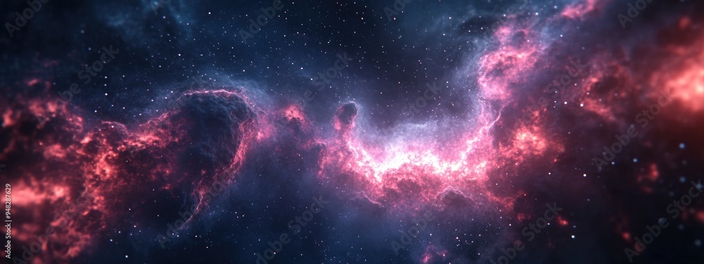 Aufkleber 3D cartoon rendering featuring a nebula illuminated by a distant star field in outer space