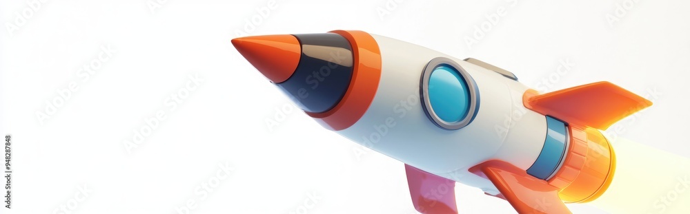 Leinwandbilder spaceship concept illustrated by a rocket icon in a 3d cartoon rendering isolated and flat design