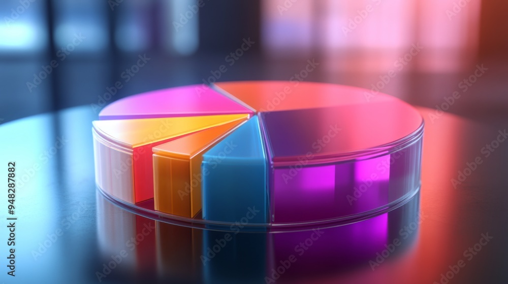 Aufkleber a 3d pie chart with semi-transparent segments, illustrating data distribution and proportions, with 