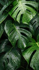 Close-Up of Dewy Green Leaf