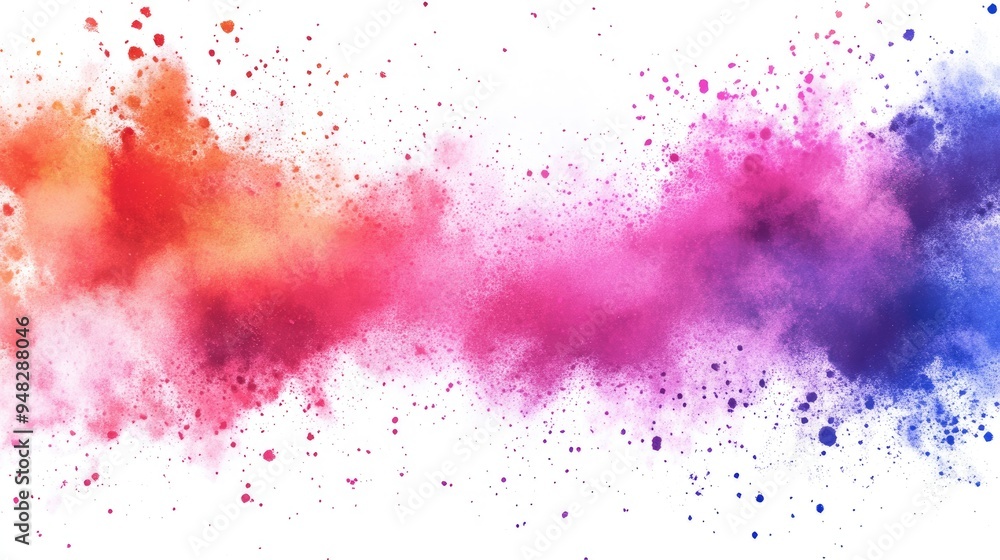 Poster abstract colorful powder splattered background on a white background in 3d cartoon rendering