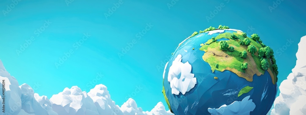Aufkleber world globe in 3d cartoon rendering