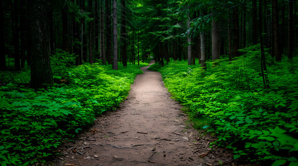 Fototapeta premium Path Through Forest With Lots Trees