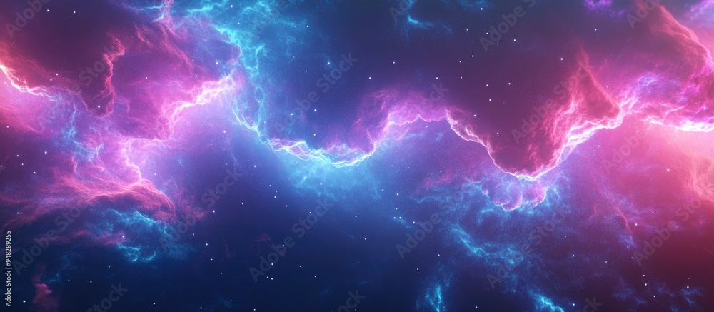 Poster high resolution 13k background of a neon nebula created in 3d cartoon rendering suitable for sci fi 