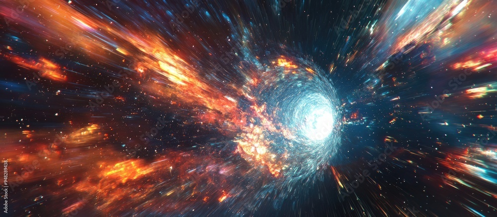 Poster time warp and space travel depicted in a 3d cartoon rendering
