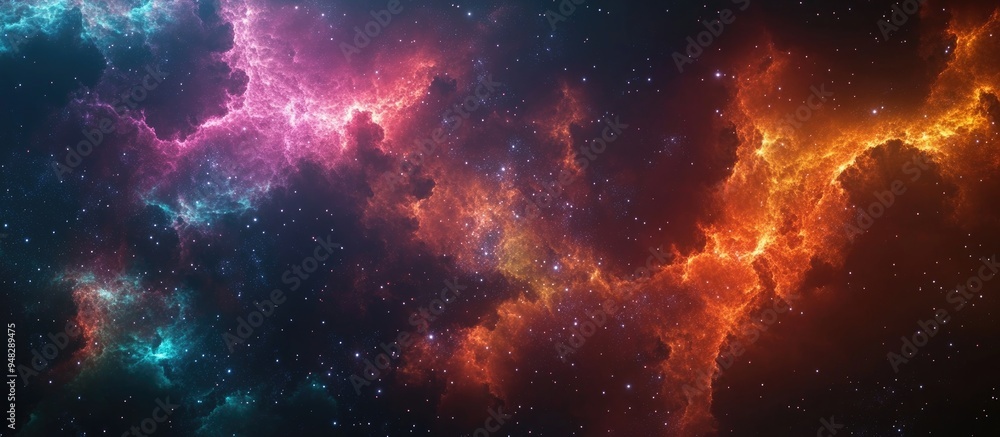 Leinwandbilder high resolution 13k background of a neon nebula created in 3d cartoon rendering suitable for sci fi 