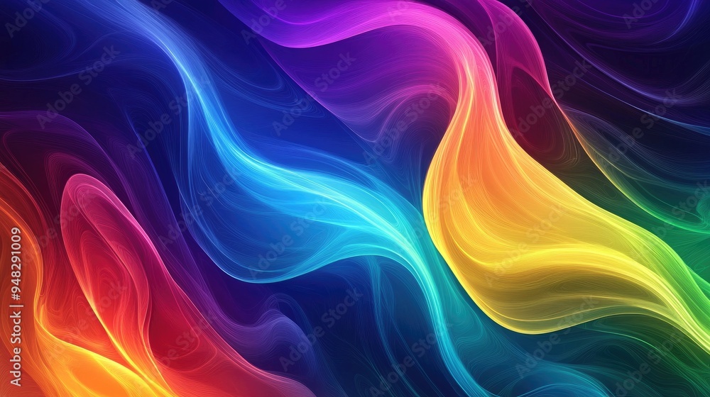 Poster vibrant abstract background featuring dynamic waves in a spectrum of colors