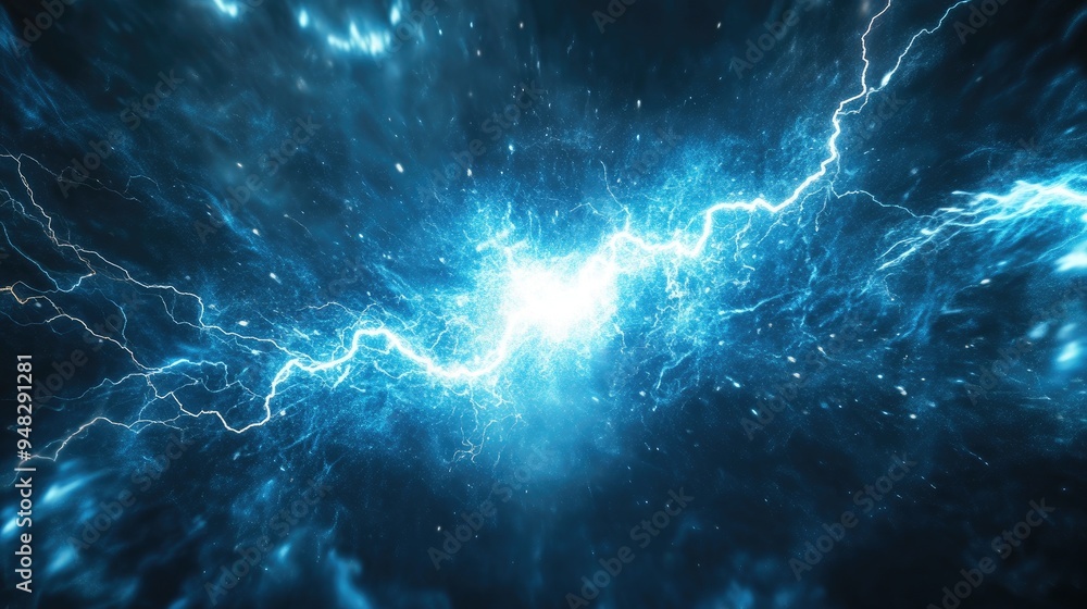 Aufkleber motion effects of a blurry lightning bolt representing mobile data and energy in a dynamic matrix li
