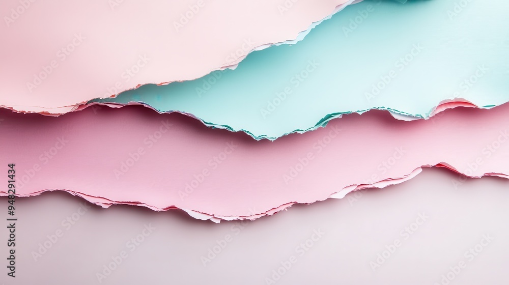 Aufkleber this image features torn layers of pastel-colored papers, showcasing different shades and textures o