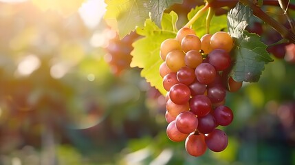 Bunch of Ripe Multicolored Grapes in Sunlight