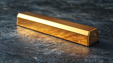 A shiny gold bar glows on a dark background, symbolizing wealth and luxury.
