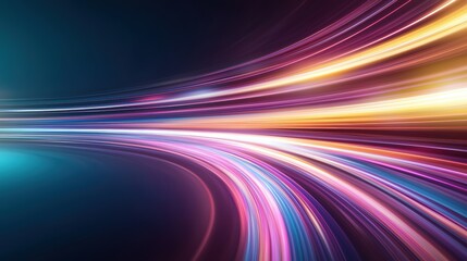 Sky with streaks of colorful light trails, abstract motion, 3D illustration