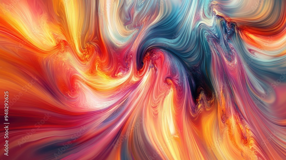 Poster vibrant and chaotic fractal pattern abstract shapes created through 3d rendering perfect for use as 