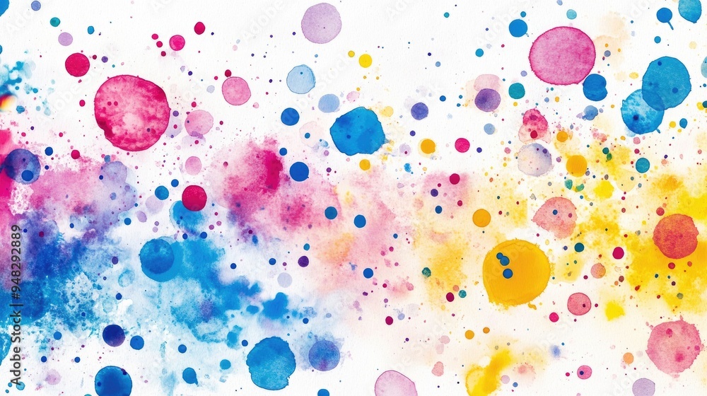 Poster ink splashes with vibrant colors create a watercolor effect multi colored dots form an artistic patt