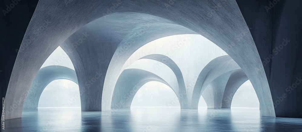 Poster Abstract architectural backdrop featuring arched interiors in a 3D rendering