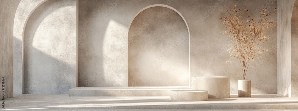 Poster Abstract interior space featuring a mock up area for product display 3D rendering