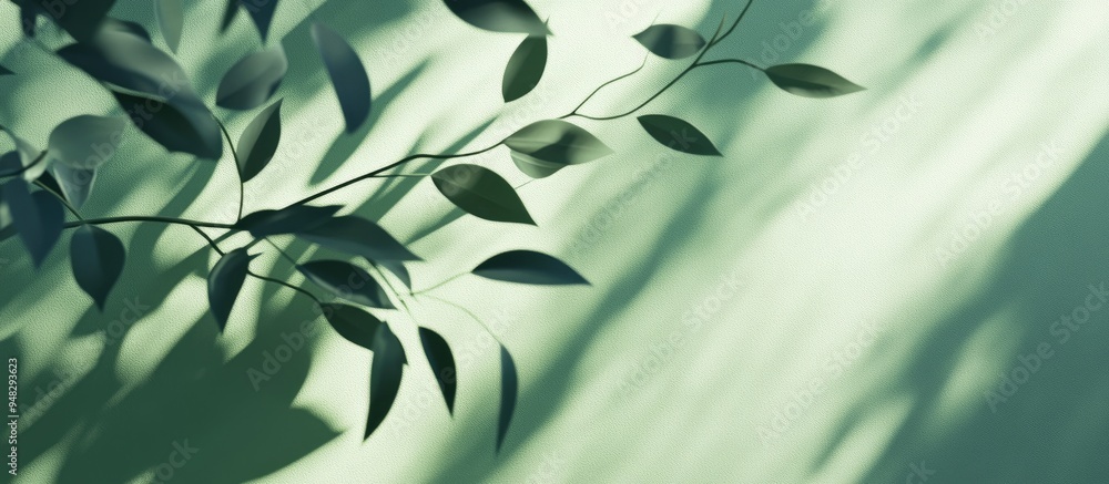 Poster elegant leaf shadows on a soft green natural backdrop ideal for showcasing products nature perfumes 