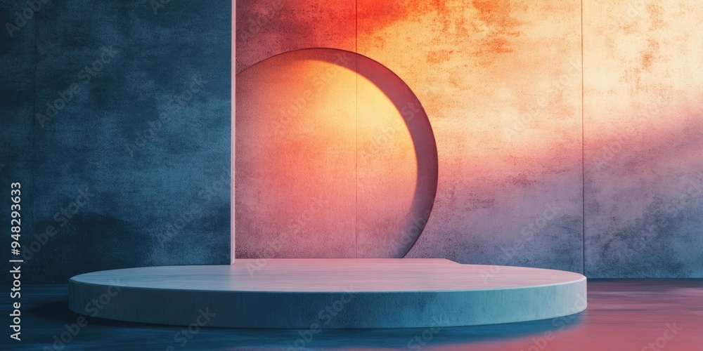Poster abstract background featuring a podium and wall created through 3d rendering and illustration