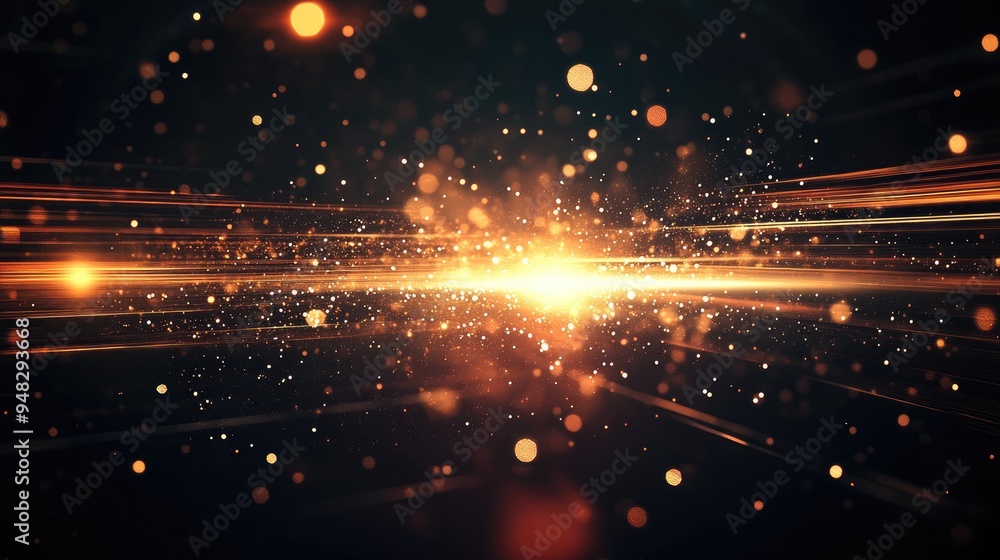 Poster radiant light flares and glowing streaks against a dark backdrop luminous abstract sparkling lines c