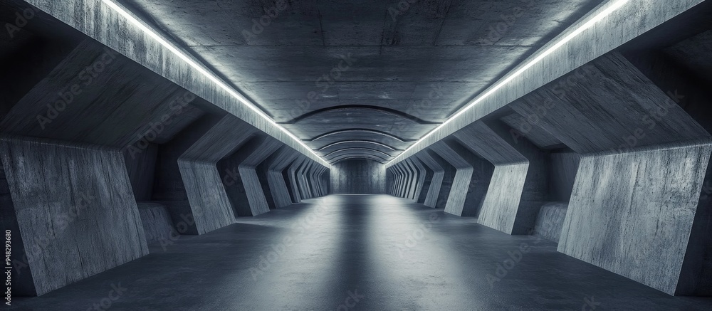 Poster abstract industrial concrete hallway backdrop dark modern concrete tunnel showcase podium and brutal