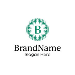 Elegant ornamental floral emblem logo design template