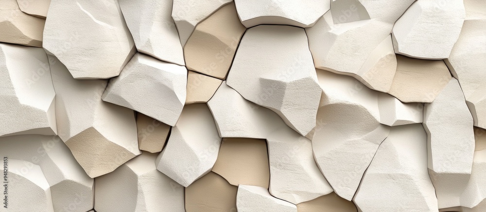 Poster beige stone wall segments stone panels suitable for product display background 3d rendering
